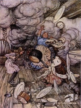 Alicia en el país de las maravillas El cerdo y el pimiento, ilustrador Arthur Rackham Pinturas al óleo
